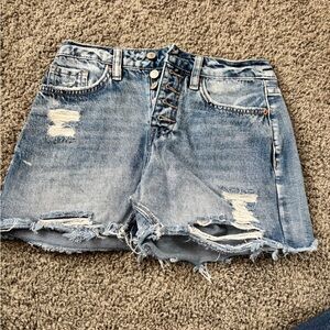 YMI Light Blue Distressed Jean Shorts